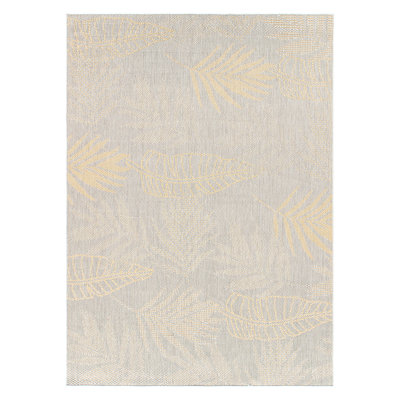 Tapis intérieur / extérieur rectangulaire en polypropylène tissé à plat à la machine en jaune
