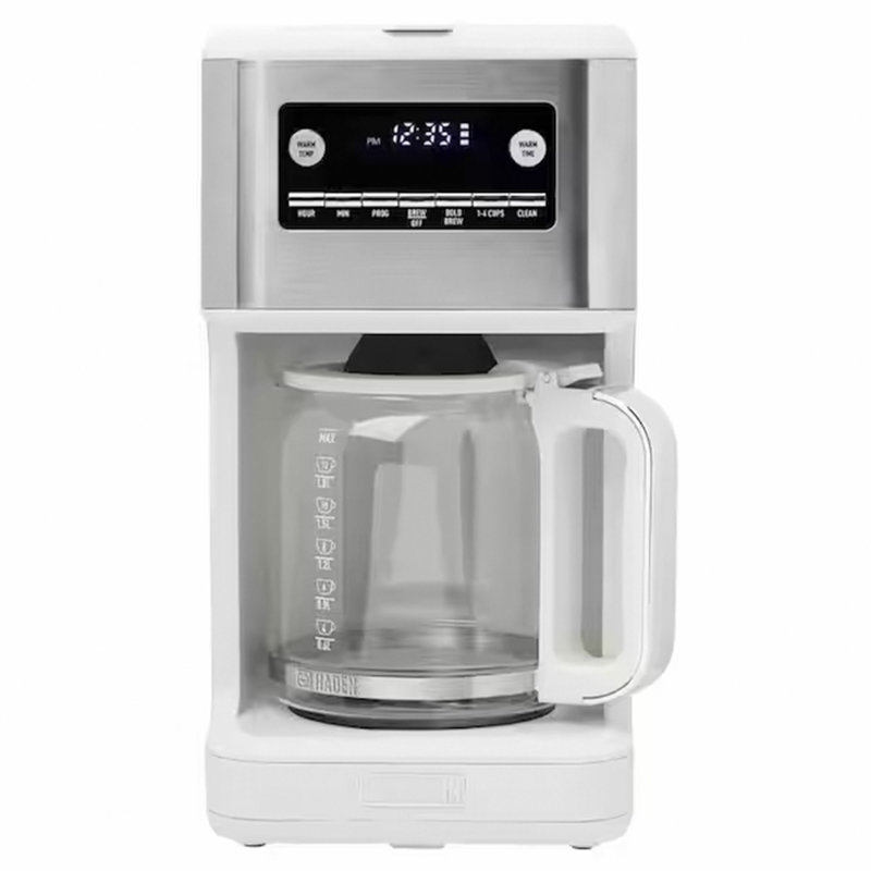 Haden Generous Brew 14 Cup Programmable Digital Coffee Maker Pot, Ivory/Chrome, Ivory/Chrome