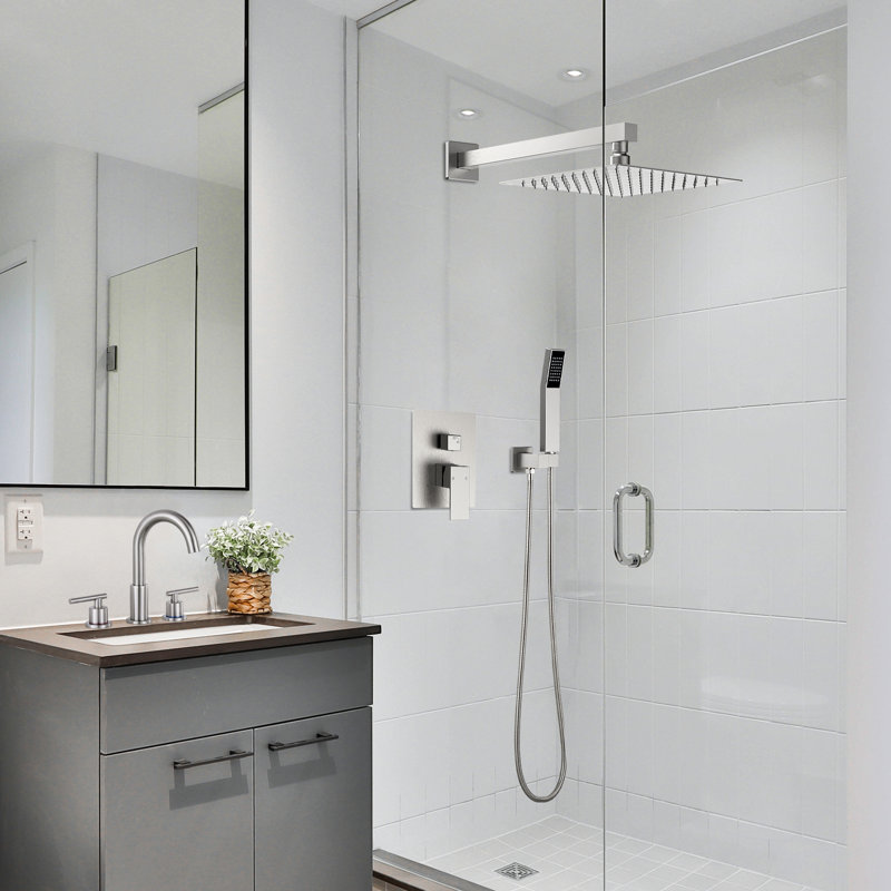 Complete Shower System with Rough in-Valve, Brushed Nickel