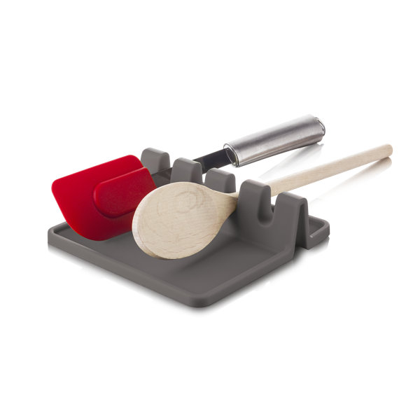 Zulay Kitchen Silicone Utensil Rest with Drip Pad - Bright Red