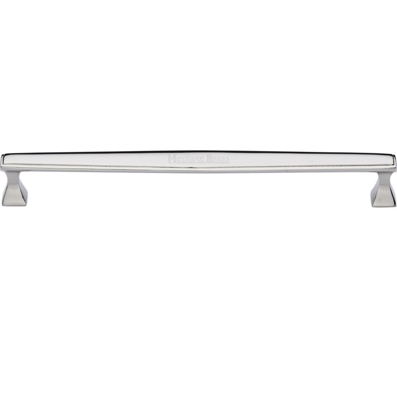 Heritage Brass Heritage Cabinet Pull Deco Design, Polished Nickel, 25.4cm H x 2.5cm W x 3.5cm D