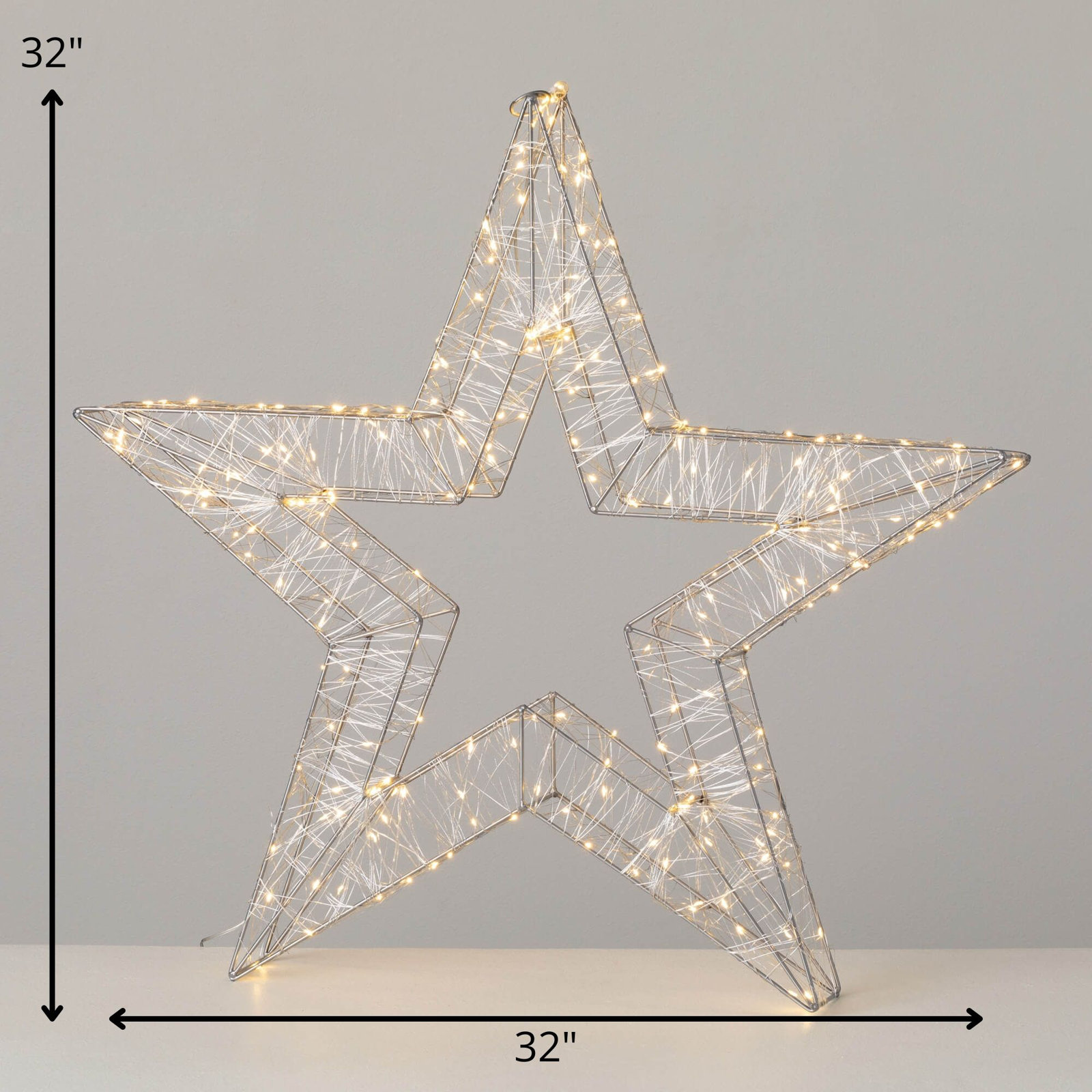 32" Christmas Large Silver Lighted Star