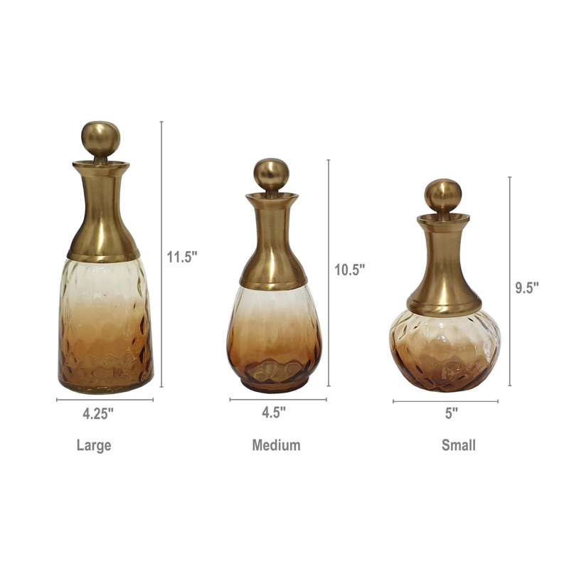 Ensemble de 3 bouteilles avec couvercle - Or