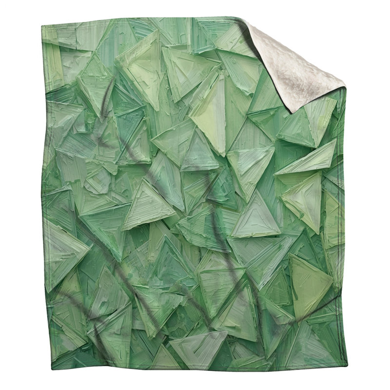Geometric Green Triangles Blankets, 50in W x 60in H