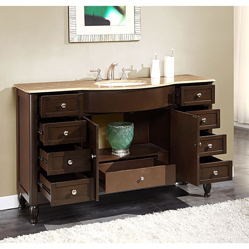 Davian 58'' Single Bathroom Vanity with Top, Brown