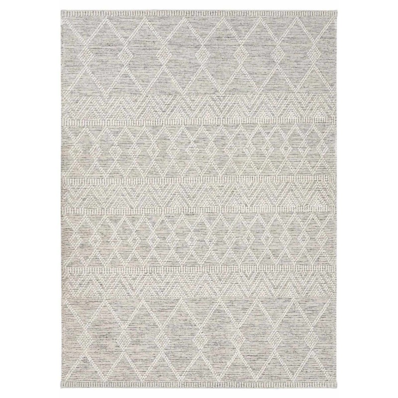 Tapis gris en laine fabriqué à la main Genivieve, Rectangulaire 2 pi x 3 pi