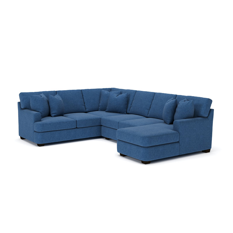 Emilio Upholstered U-Shaped Sectional, Right Hand Facing, Classic Indigo Denim