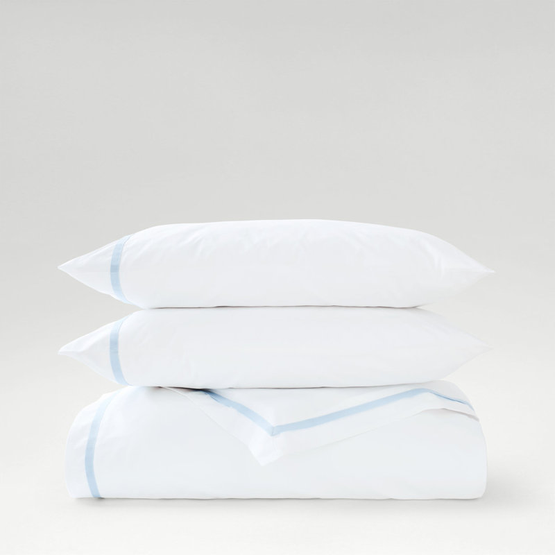 Beaumont Duvet Cover Set, King Duvet Cover + 2 Standard Pillowcases, White/Pale Blue