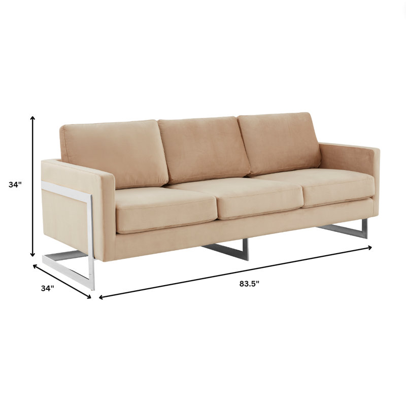 Canapé en velours avec base en acier inoxydable Mychele, Beige