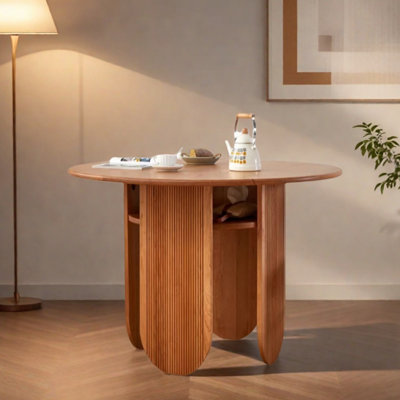 Table ronde pratique en bois massif avec rangement