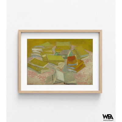 Piles de romans français par Vincent Van Gogh, décoration murale de bibliothèque, œuvre de bibliothèque à domicile, décoration de salle de lecture, art de bibliothèque de lycée