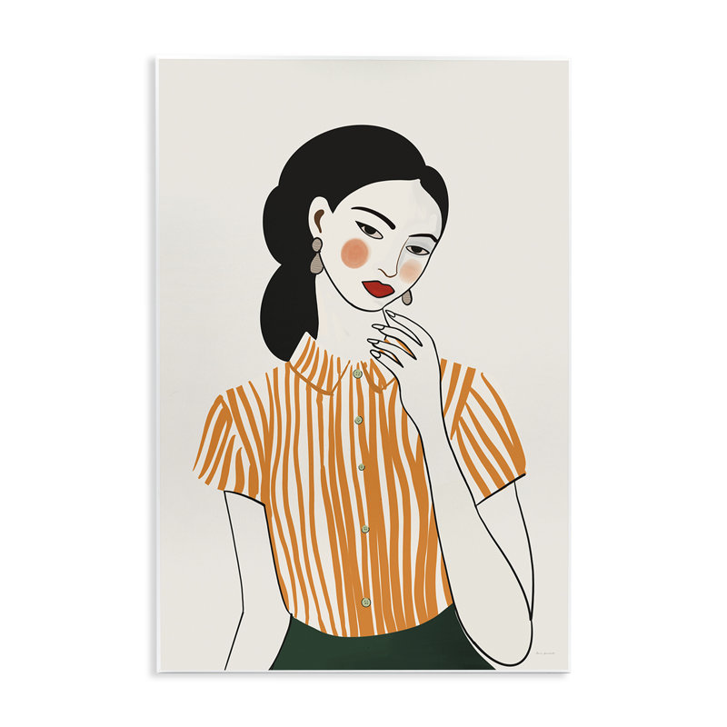 «Woman in Orange Blouse», plaque murale par Omar Escalante, 15 x 10