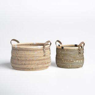 Rustic Basket, Vietnam Handmade Storage Basket, Woven Basket with