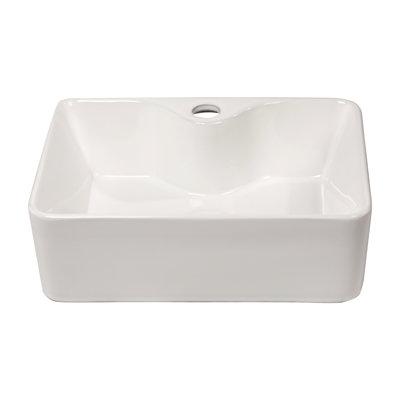 16"X12" White Ceramic Bathroom Vessel Sink - Modern Design, Acid Resistance, Countertop Ceramic, Rectangular, White, Stain