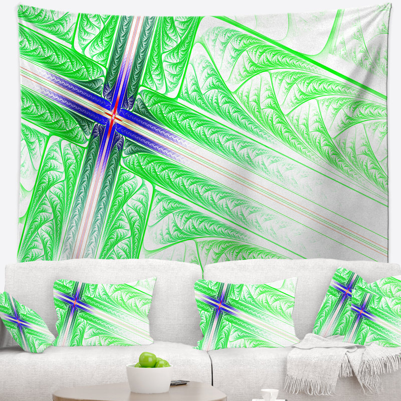 Tapisserie en croix en forme de style artificiel vert vif, H 32 po x l 39 po