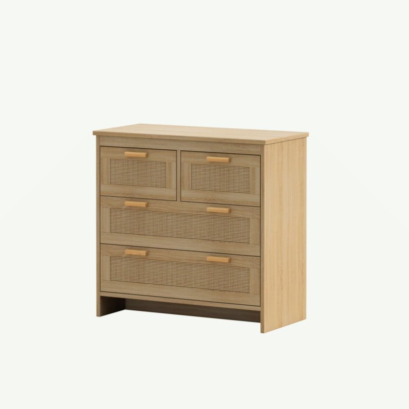 4 Drawers Rattan Cabinet,For Bedroom,Living Room,Dining Room,Hallways,Easy Assembly,, Natural