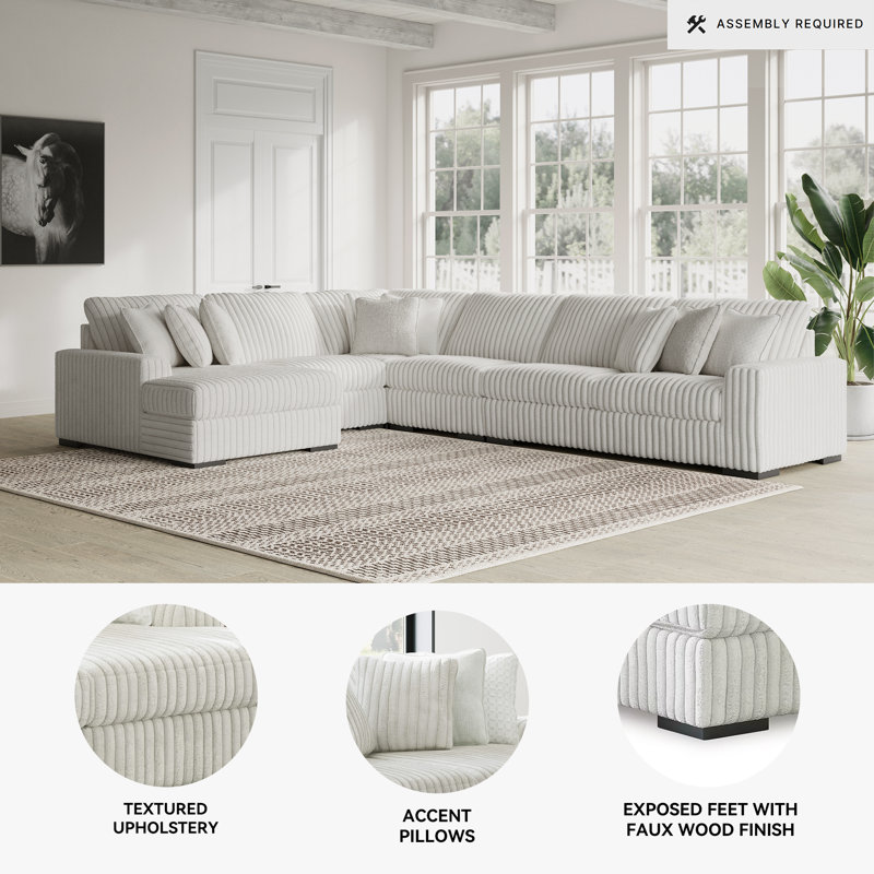 Canapé modulaire 5 pièces avec méridienne Stupendous, Right Hand Facing, H 41 po x l 135 po x P 172 po