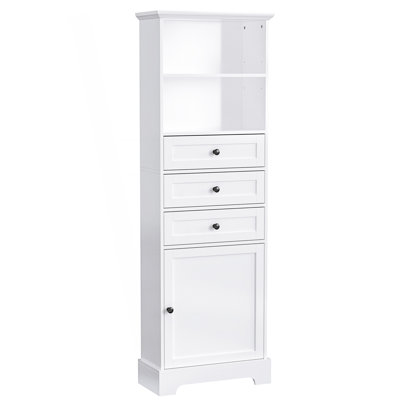 Accent Cabinet, Tall Storage Cabinet With 3 Drawers And Adjustable Shelves by Red Barrel Studio