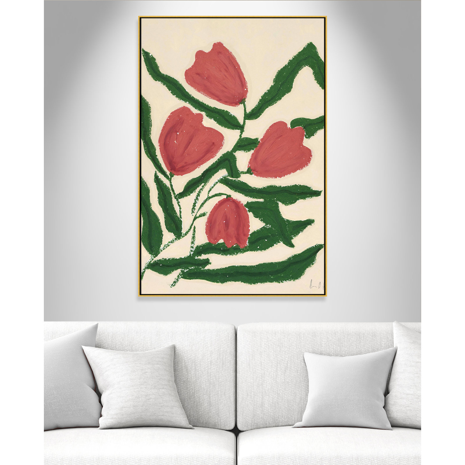 Red Tulips  Print by Camilla Bergqvist, Gold, 61.5" H x 41.5" W