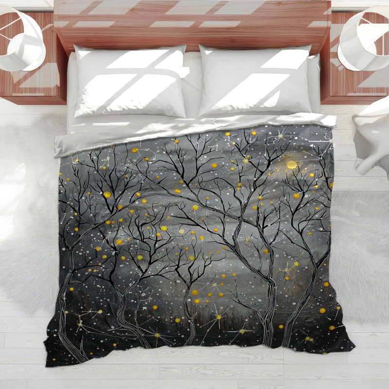 Starry Night Bedding Nature Duvet Cover Gothic, Twin Duvet Cover