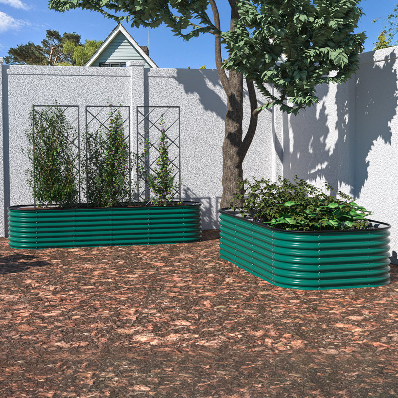 Roede Metal Raised Garden Bed, Green, 23.1" H x 96" W x 24" D