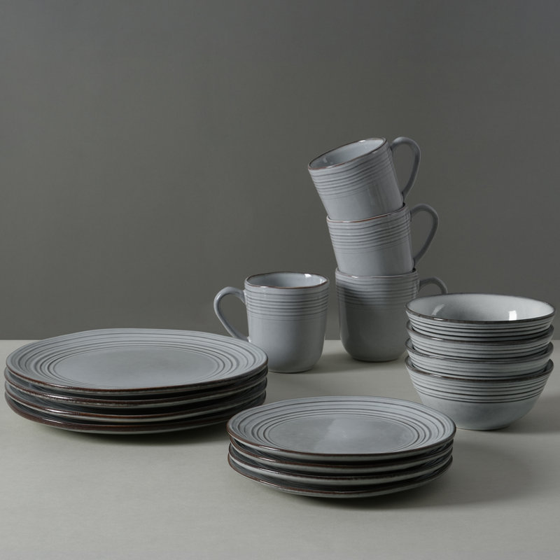 Piece Stoneware Dinnerware Set - Service for 4, Ashy Blue