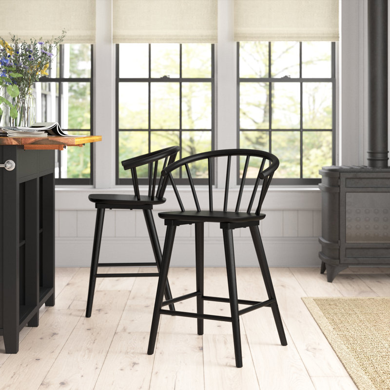 Tabouret Chelssie, Tabouret de comptoir (siège d’une hauteur de 24, Noir, noir, noir, noir, 2