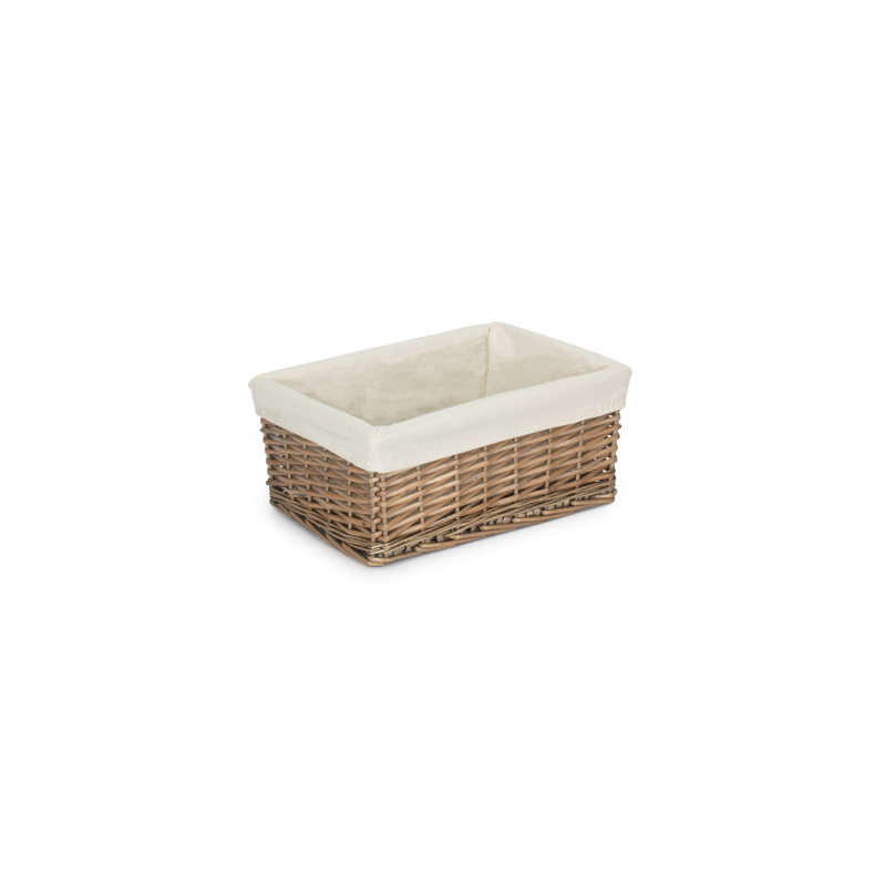 Shinde Wicker Lined Storage Basket, 15cm H x 35cm W x 25cm D, Antique Wash