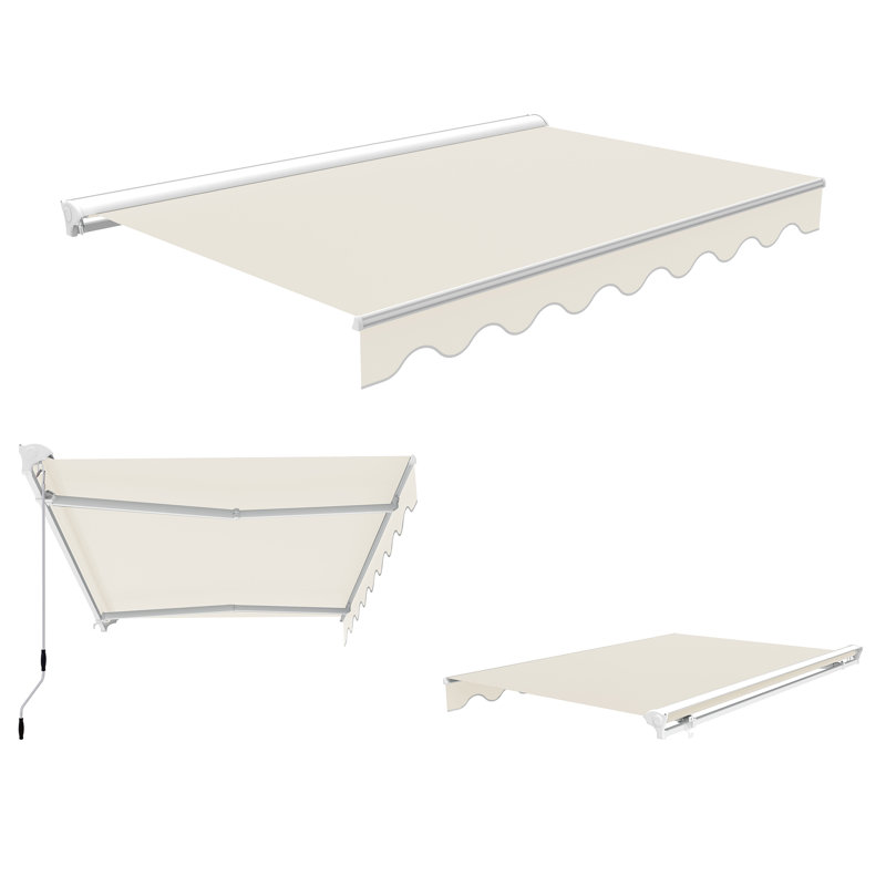 Canopee Manual Retractable Patio Awning with Protective Case 300g POLY, 5.91" H x 118.11" W x 98.43" D, Beige