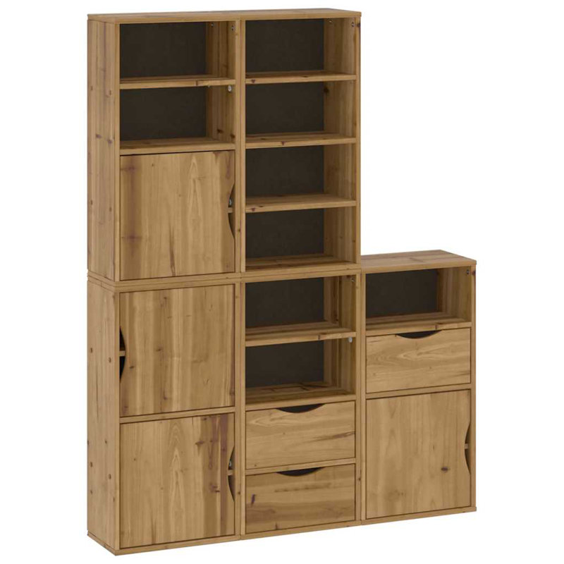 Side Cabinets 5 Pcs "ODDA" 40X24x79 Cm Solid Wood Pine, Natural