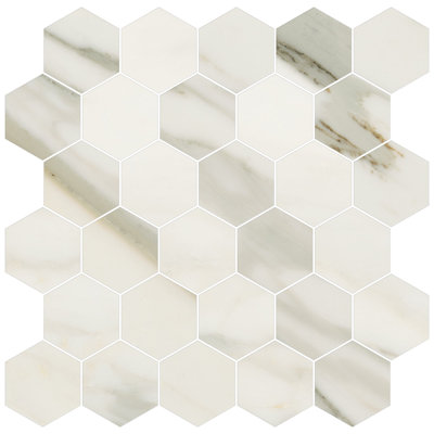 JEM Aria doré poli - carrelage en porcelaine hexagonale 2 po (10 feuilles 12 po x 12 po)