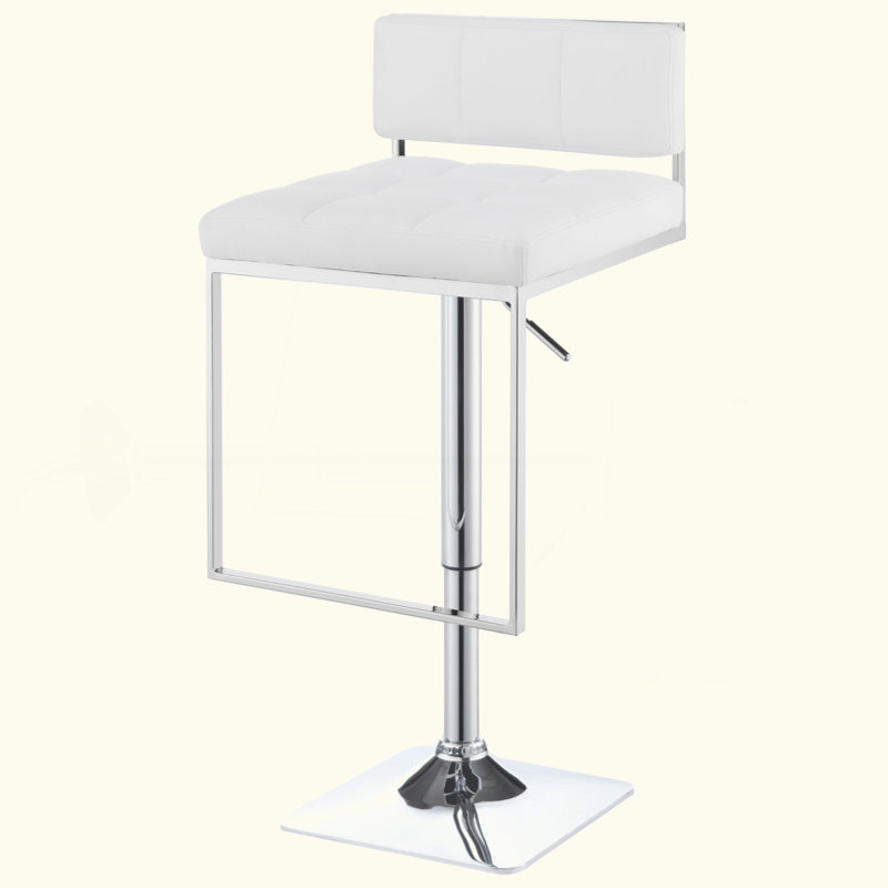 Alameda Chrome And White Adjustable Bar Stool