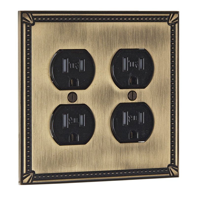 Plaque murale quadruple prise double 2 prises, Antique English