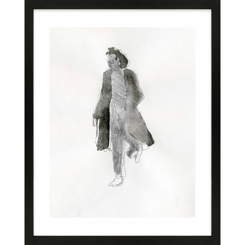 «Walking Women» par Simon Schneiderman - Art mural encadré, Papier avec cadre noir, H 20 po x l 16 po