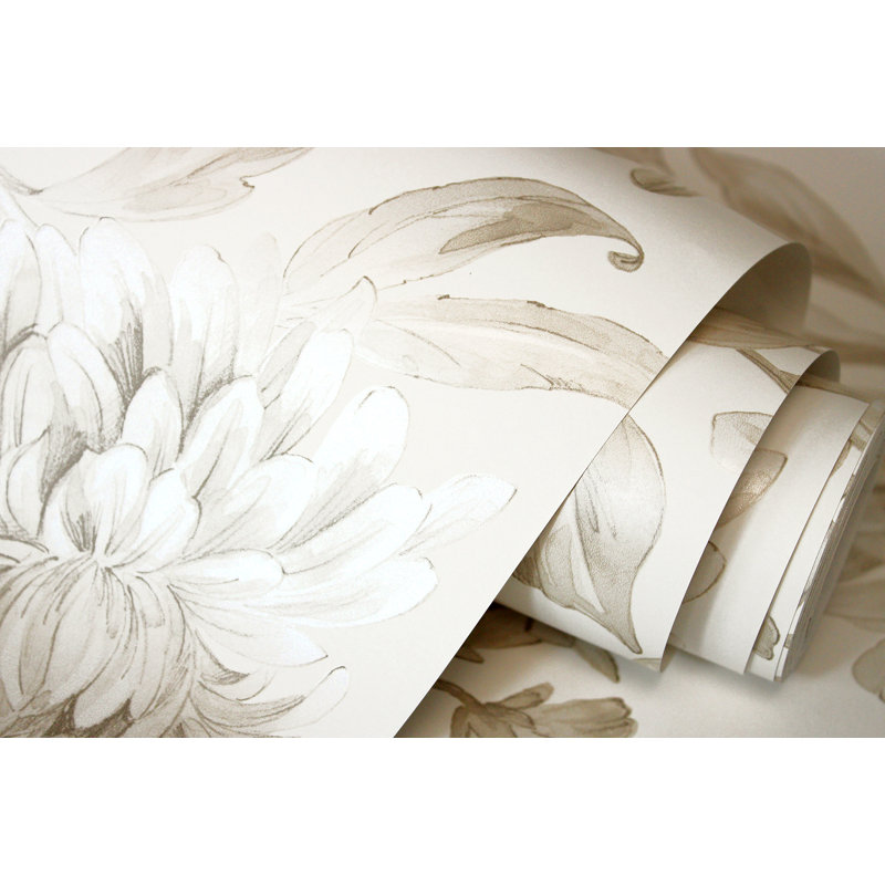 Papier peint floral Gabriela, Blanc