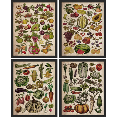 " Multicolore Fruits And Vegetables Delicious Cook Food " 4 - Pieces