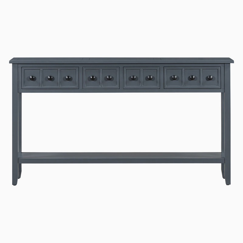 Tarsita Rustic Entryway Console Table Long Sofa Table with Drawers and Bottom Shelf Entryway Table, Charcoal