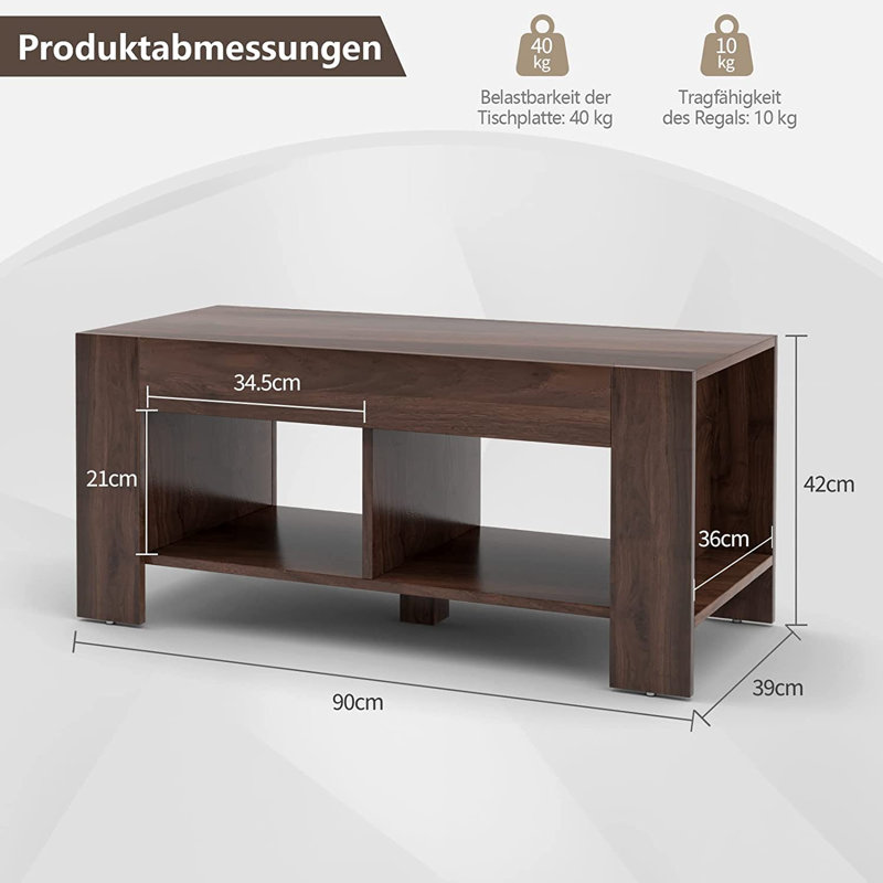 Barrie Coffee Table with Storage, Brown
