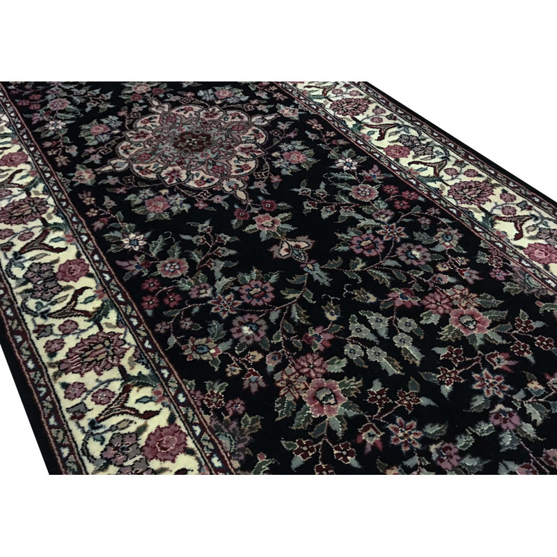 Hand-Knotted High-Quality Black Runner