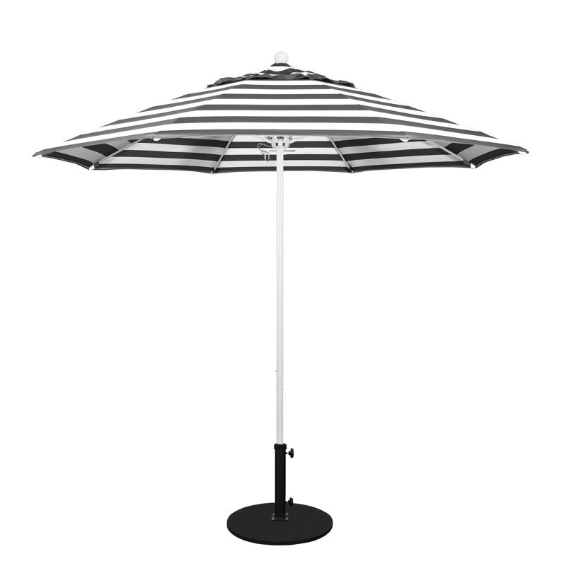 Parasol de marché 9 pi Hibo, Cabana classique à rayures noires Sunbrella®