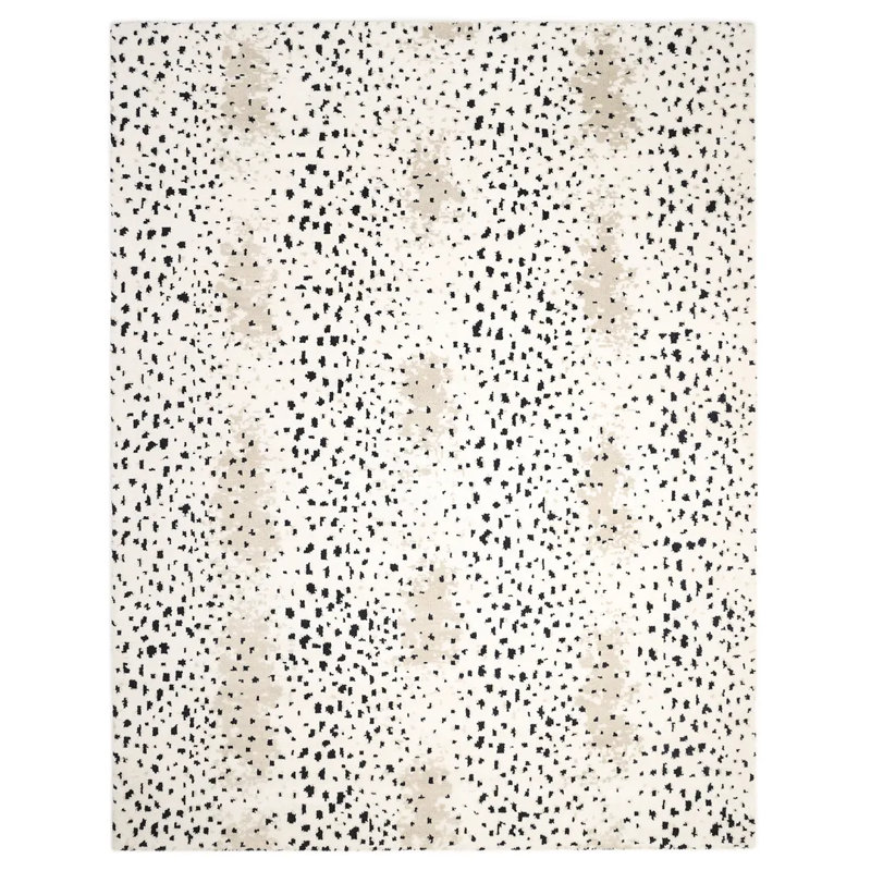 Louis Animal Print Hand-Knotted Wool/Cotton Ivory Area Rug, Rectangle 3' x 5', Gray