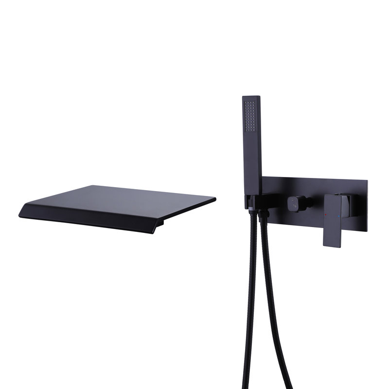 2 Handle Wall Roman Tub Faucet with Diverter, Matte Black