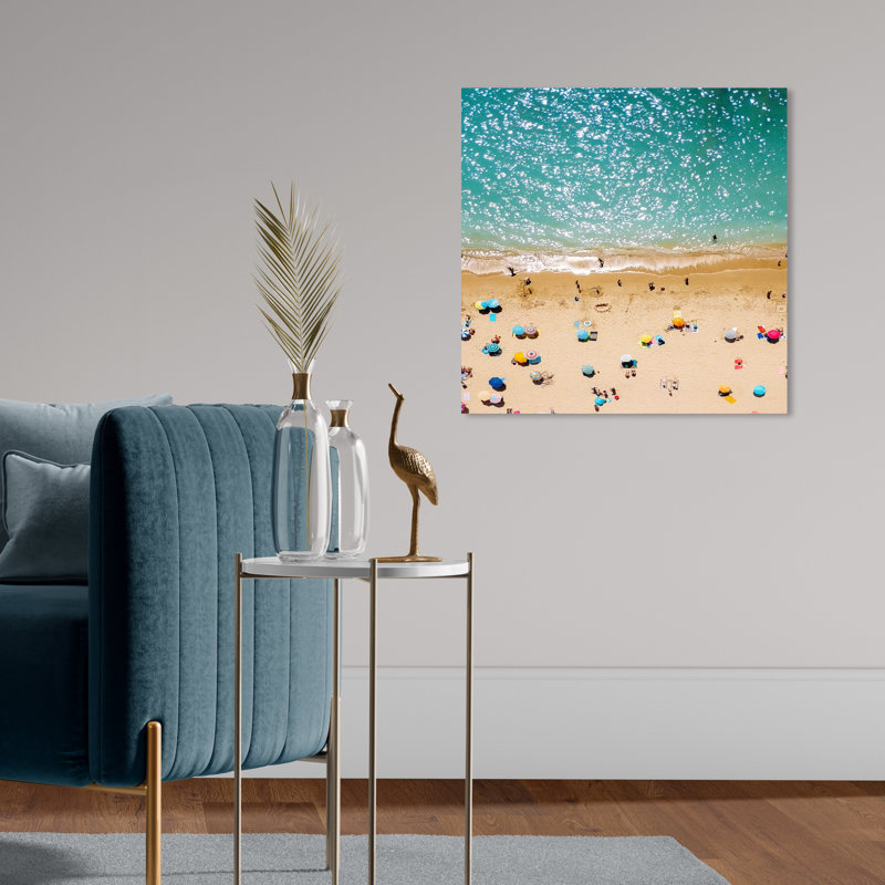 " Beachy Day Beach Essentials ", 16" H x 16" W, Wrapped Canvas, No Frame