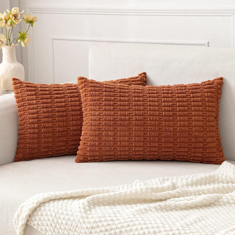 Treshawn Striped Polyester Pillow Cover, Red