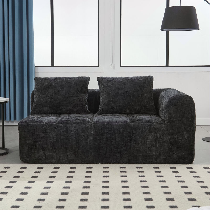 Canapé en chenille, canapé-lit modulaire minimaliste pour le confort du salon et de la chambre à coucher, Noir