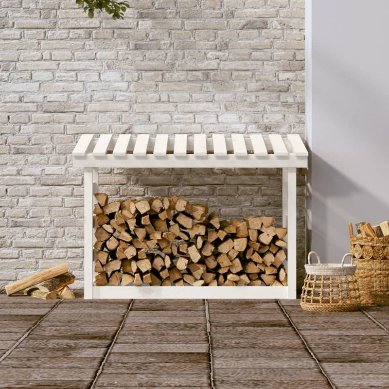 Firewood Rack 108x64.5x78 cm Solid Wood Pine, White