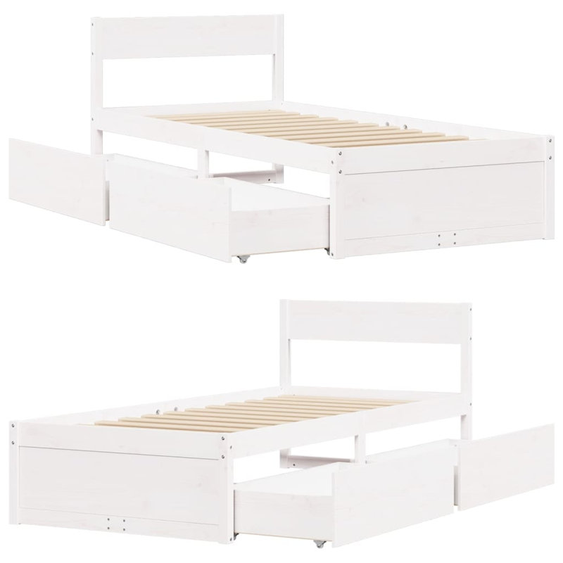 Losurdo Solid Wood Bed, White, EU Single - 90 x 200 cm