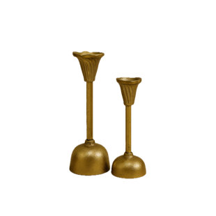 Raíz Studio Bloom Candle Holder – Hand-Cast Gold Aluminium Fluted Taper Candle Stand (Tall & Short)