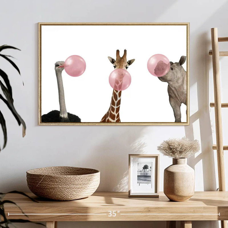Drôles d'animaux, Cadre flottant en bois naturel, 25 po x 17 po