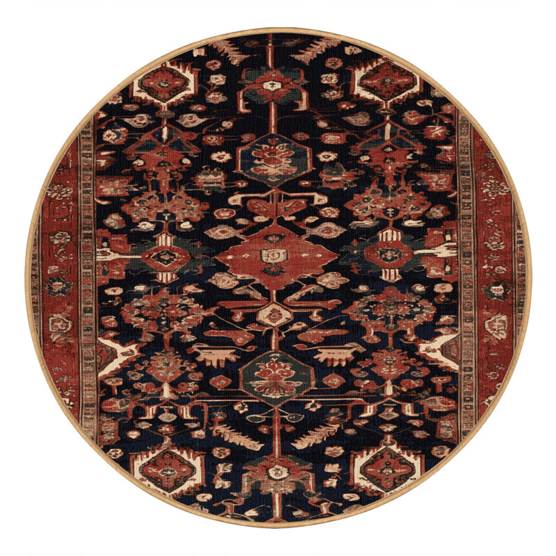Tapis brun lavable à la machine, Rond 5 pi